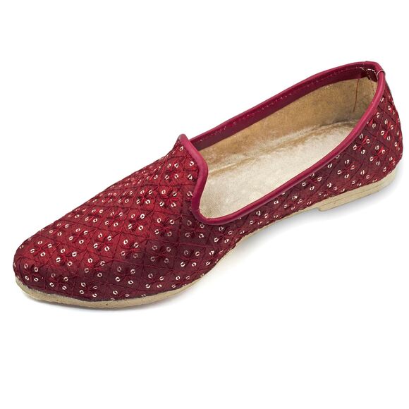Wedding Khussa Traditional Handmade Ethnic Loafers (Size 12, Maroon)